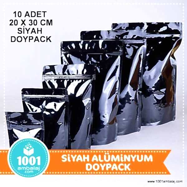 20X30 Cm Siyah * 10 Adet * Kilitli Doypack Torba 1000 Gr /65/