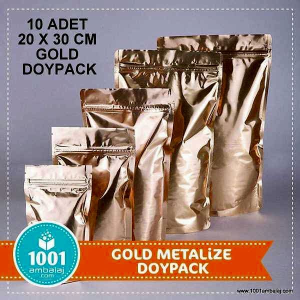 20X30 Cm Gold ( Altın ) * 10 Adet * Kilitli Doypack Torba 1000 Gr /24/