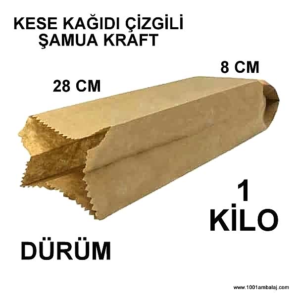 Kese Kağıdı Çizgili Şamua Kraft Dürüm 8X28 Cm 1 Kilo