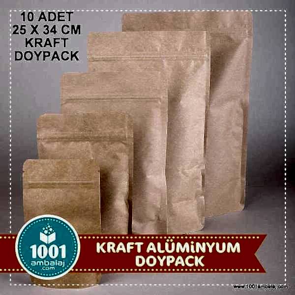 25X34 Cm Kraft * 10 Adet * Kilitli Doypack Torba 1500 Gr /36/