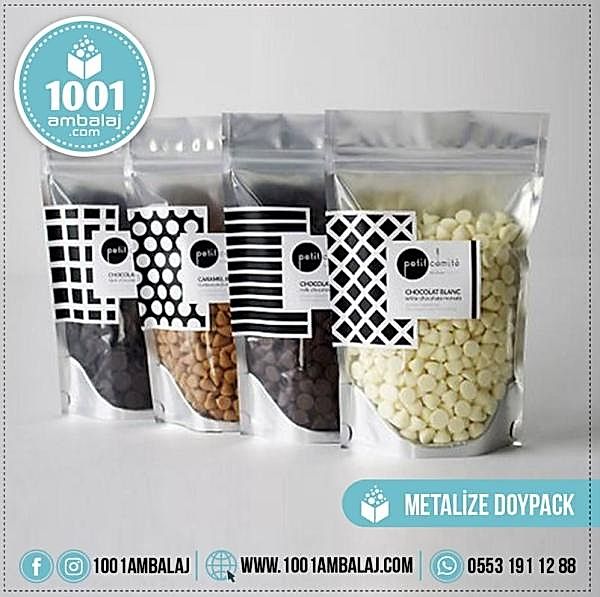 20X30 Cm 2 Baskılı Ön Şeffaf Arka Metalize Renkli Tek Taraf İki Renk Doypack Torba 1000 Gr /60/