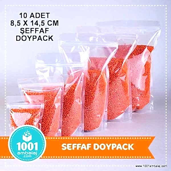 8,5X14,5 Cm Şeffaf * 10 Adet * Kilitli Doypack Torba 50 Gr /70/