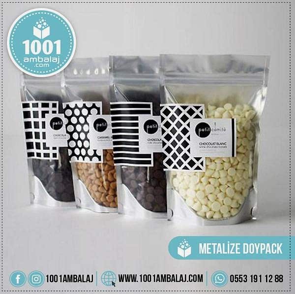 20X30 Cm 1 Baskılı Ön Şeffaf Arka Metalize Renkli Tek Taraf Tek Renk Doypack Torba 1000 Gr /60/