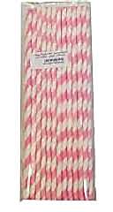 kağıt Pipet 6 Mm 24 Cm Boy 25 Li Paket Pembe Beyaz 1 Paket