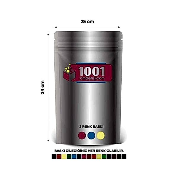 25X34 Cm 3 Baskılı Alüminyum Renkli Tek Taraf Üç Renk Doypack Torba 1500 Gr /07/