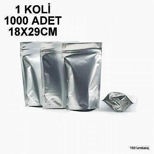 18X29 Cm Alüminyum 1 Koli 1000 Adet Kilitli Doypack Torba 750 Gr /05/