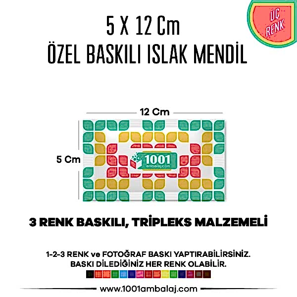 5X12 Cm 1-2-3 Renk Ve Fotoğraf Baskılı İslak Mendil Beyaz (Tripleks Malzeme)