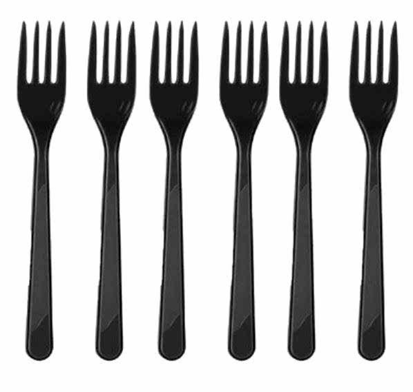 Plastik Çatal Elite Fork Siyah Renkli Rubikap Cu.350F 100 Adet