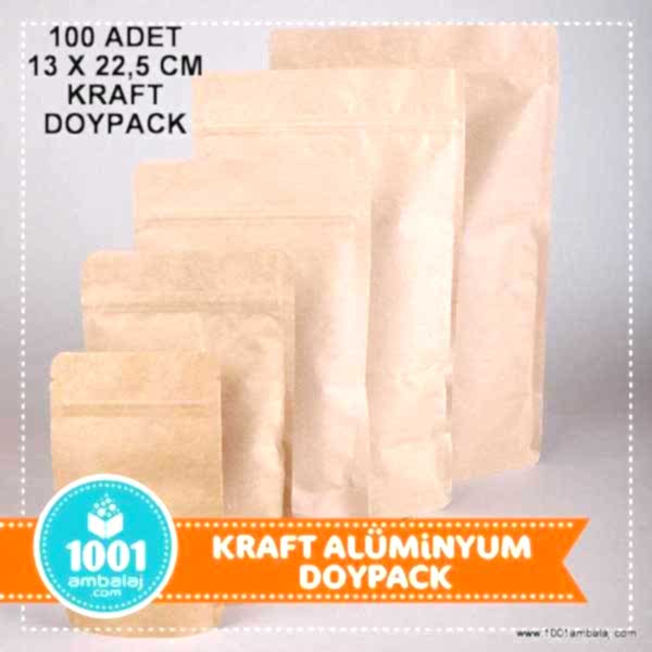 13X22,5 Cm Kraft 100 Adet Kilitli Doypack Torba 250 Gr /31/