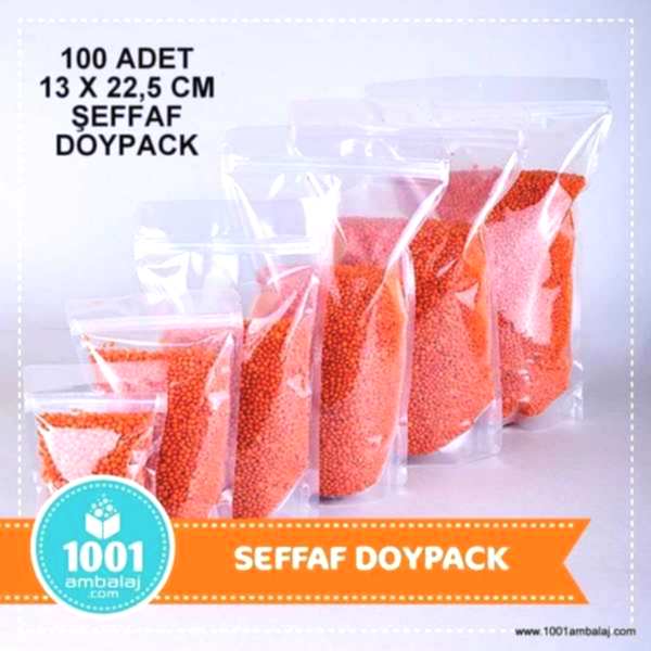 13X22,5 Cm Şeffaf 100 Adet Kilitli Doypack Torba 250 Gr /72/