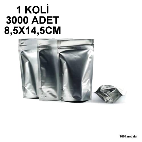 8,5X14,5 Cm Alüminyum 1 Koli 3000 Adet Kilitli Doypack Torba 50 Gr /01/