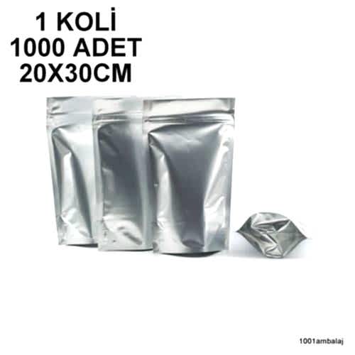 20X30 Cm Alüminyum 1 Koli 1000 Adet Kilitli Doypack Torba 1000 Gr /06/