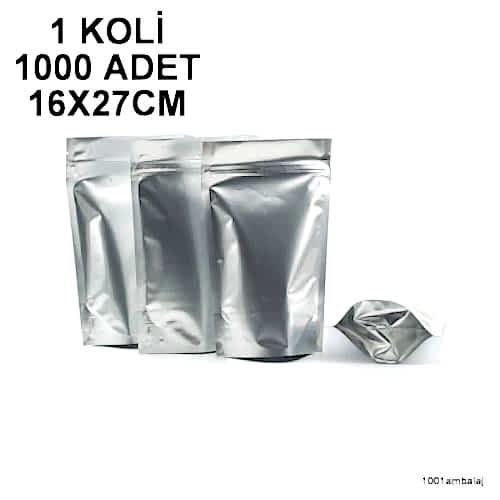 16X27 Cm Alüminyum 1 Koli 1000 Adet Kilitli Doypack Torba 500 Gr /04/