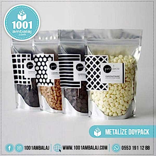 11X18,5 Cm 2 Baskılı Ön Şeffaf Arka Metalize Renkli Tek Taraf İki Renk Doypack Torba 100 Gr /54/