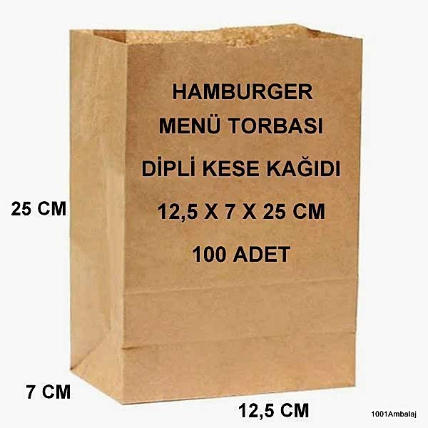 Paket Servis Torbası 12,5X7X25 Cm Kraft Renk 100 Adet