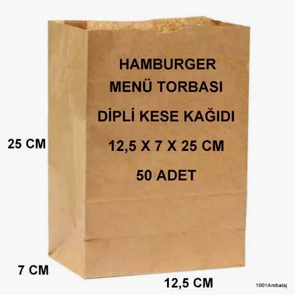 Paket Servis Torbası 12,5X7X25 Cm Kraft Renk 50 Adet