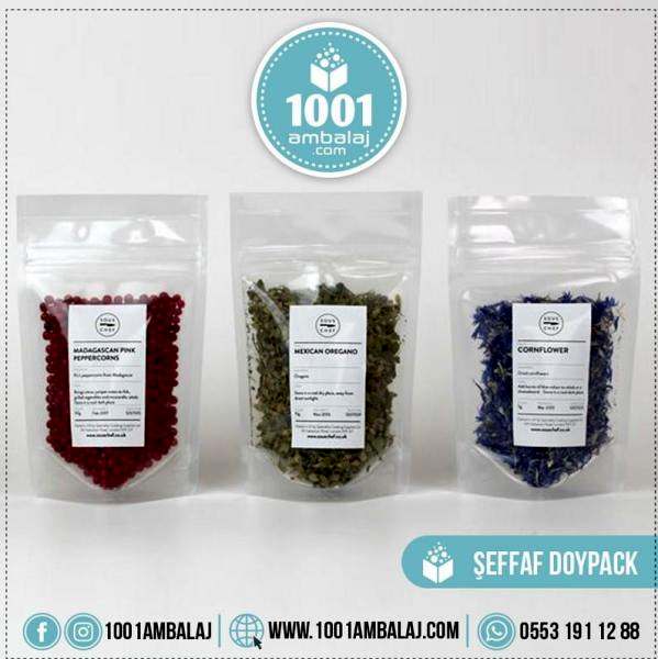 8,5X14,5 Cm 2 Baskılı Şeffaf Renkli Tek Taraf İki Renk Doypack Torba 50 Gr /70/