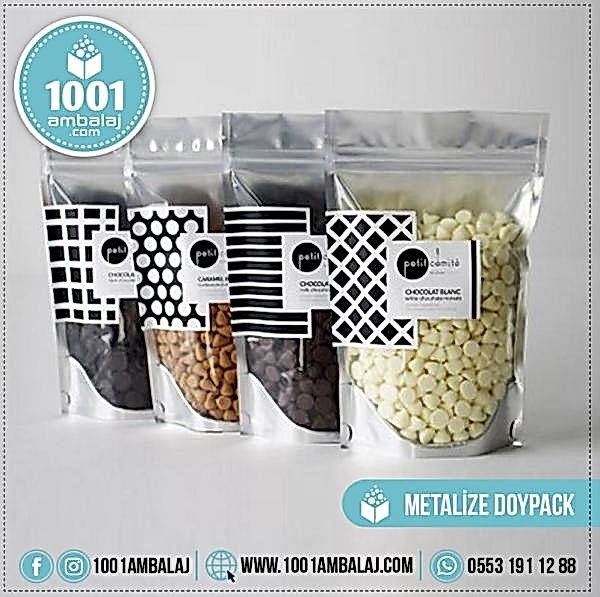 11X18,5 Cm 1 Baskılı Ön Şeffaf Arka Metalize Renkli Tek Taraf Tek Renk Doypack Torba 100 Gr /54/