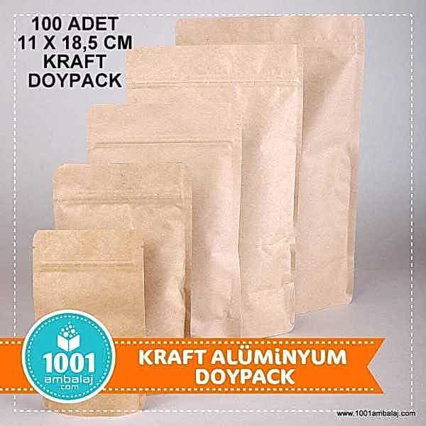 11X18,5 Cm Kraft 100 Adet Kilitli Doypack Torba 100 Gr /30/