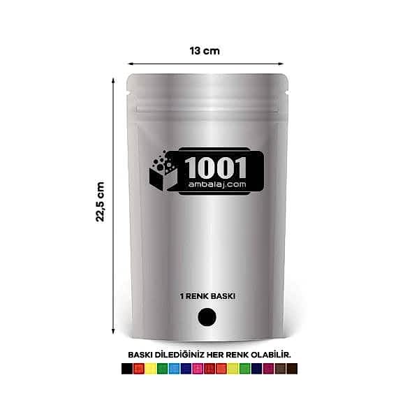 13X22,5 Cm 1 Baskılı Alüminyum Renkli Tek Taraf Tek Renk Doypack Torba 250 Gr /03/