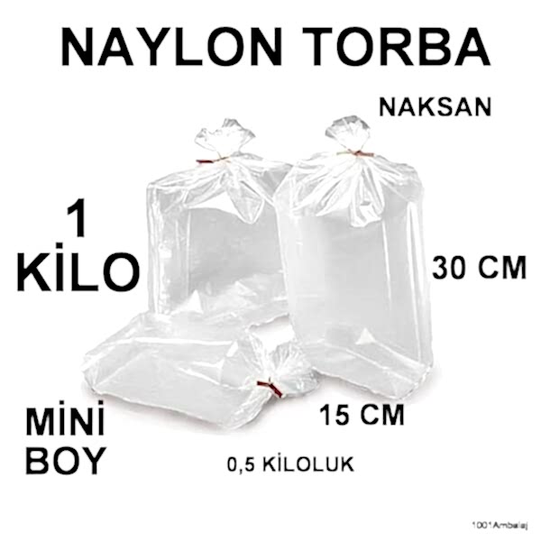 Naylon Torba 15X30 Cm (500 Gramlik) Bakkaliye Torbası 1 Kilo Naksan