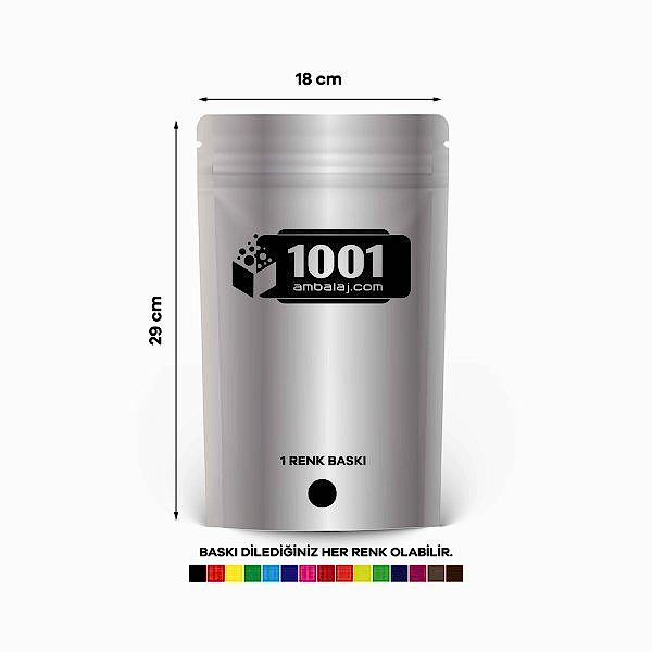 18X29 Cm 1 Baskılı Alüminyum Renkli Tek Taraf Tek Renk Doypack Torba 750 Gr /05/