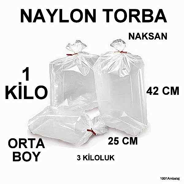 Naylon Torba 25X42 Cm (3 Kiloluk) Bakkaliye Torbası 1 Kilo Naksan