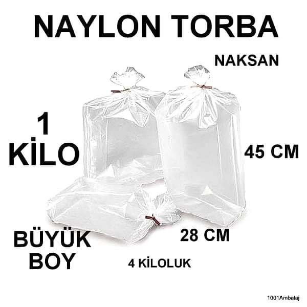 Naylon Torba 28X45 Cm (4 Kiloluk) Bakkaliye Torbası 1 Kilo Naksan