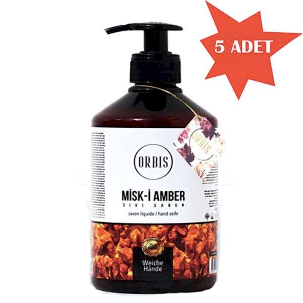 Sivi El Sabun 500 Ml Misk-İ Amber Orbis 5 Adet