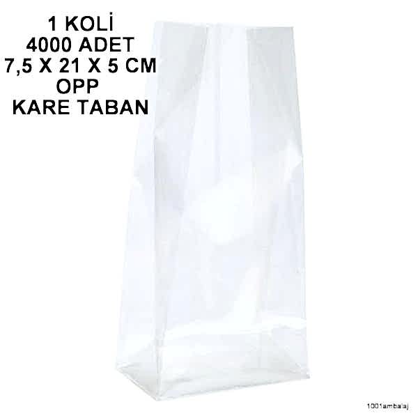 Opp Torba 7,5X21X5 Cm Yandan Körüklü Kare Tabanli Şeffaf 1 Koli 4.000 Adet