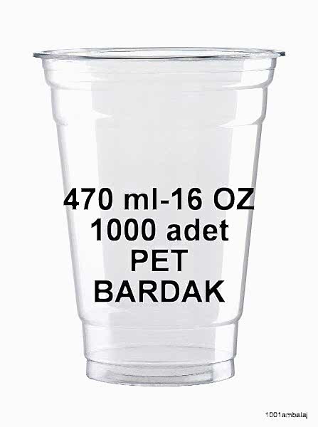 Plastik Bardak 470 Ml 16 Oz 1 Koli 1000 Adet Şeffaf