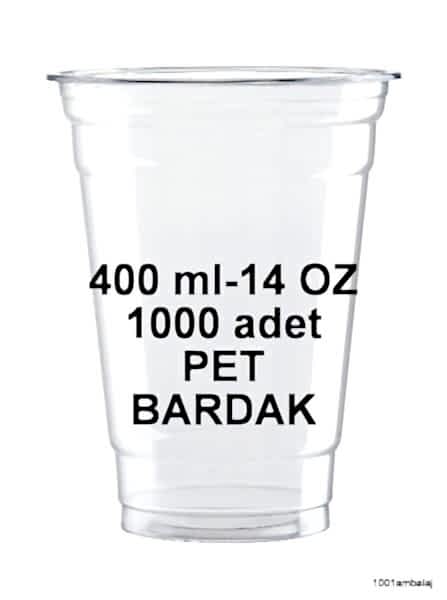 Plastik Bardak 400 Ml 14 Oz 1 Koli 1000 Adet Şeffaf