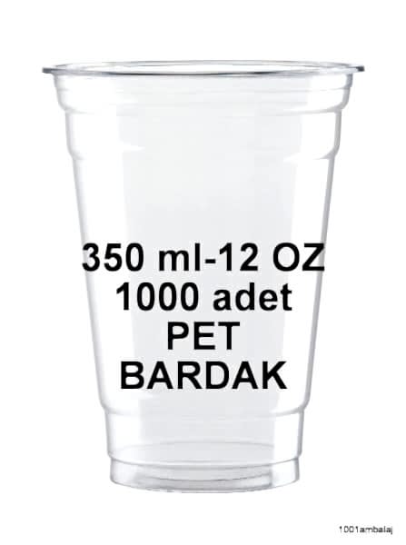 Plastik Bardak 350 Ml 12 Oz 1 Koli 1000 Adet Şeffaf