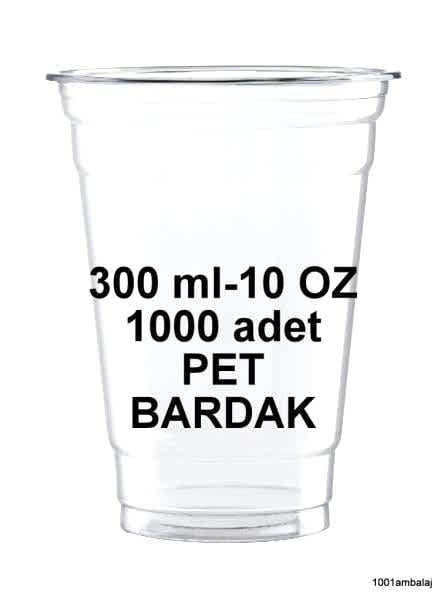 Plastik Bardak 300 Ml 10 Oz 1 Koli 1000 Adet Şeffaf