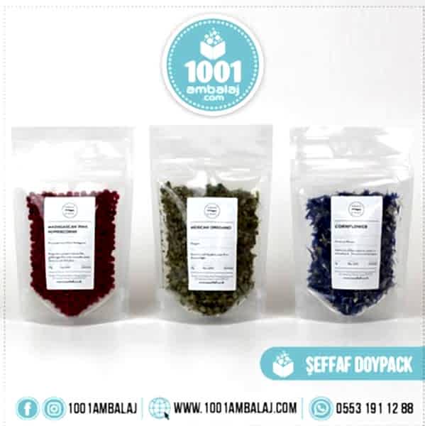 11X18,5 Cm 3 Baskılı Şeffaf Renkli Tek Taraf Üç Renk Doypack Torba 100 Gr /71/
