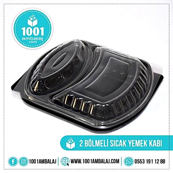 Mikrodalga kabı 2 Bölmeli Yemek kabı Mikrodalga Takim 50 Adet