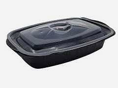Mikrodalga kabı kapaklı Siyah Oval 500 Gr 50 Adet