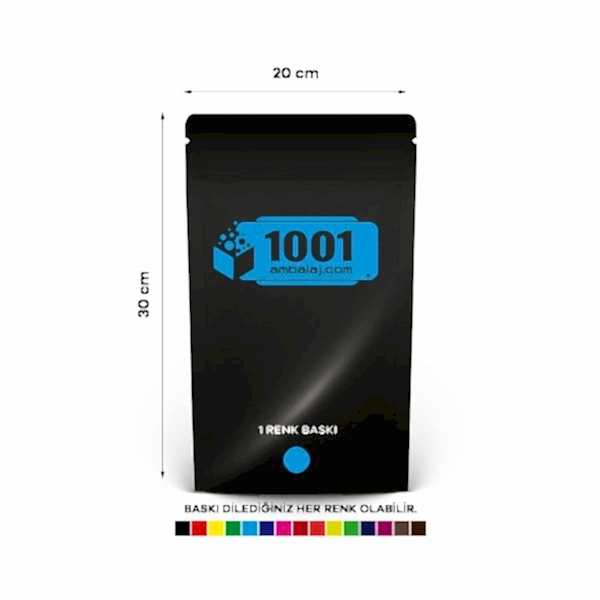 20X30 Cm 1 Baskılı Siyah Renkli Tek Taraf Tek Renk Doypack Torba 1000 Gr /65/