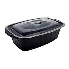 Mikrodalga kabı kapaklı Siyah Oval 750 Gr 50 Adet