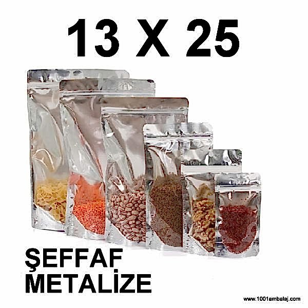 13X22,5 Cm Şeffaf Metalize Renk Doypack Torba /55/