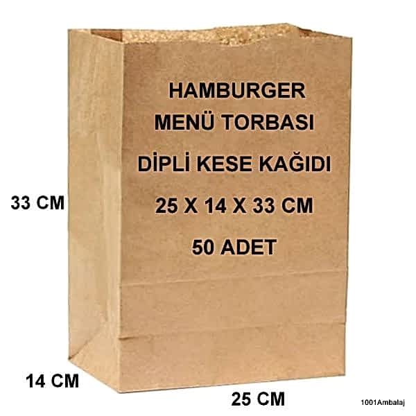 Paket Servis Torbası 25X14X33 Cm Kraft Renk 50 Adet