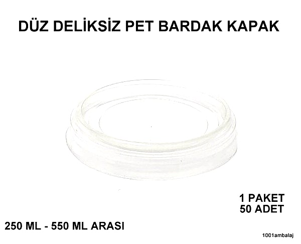 Bardak Kapağı Düz Deliksiz Plastik Şeffaf 8 Oz - 18 Oz Arasi / 95 Çap / 50 Adet