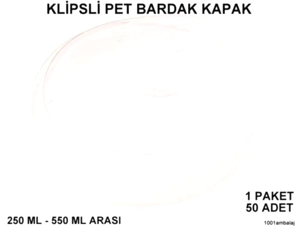Bardak Kapağı Düz Klipsli Plastik Şeffaf 8 Oz - 18 Oz Arasi / 95 Çap / 50 Adet