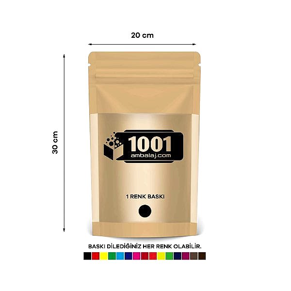 13X22,5 Cm 1 Baskılı Kraft Renkli Geniş Pencereli Tek Taraf Tek Renk Doypack Torba 250 Gr /45/