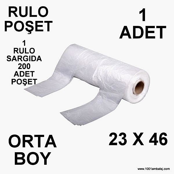 Rulo Poşet Orta Boy 23X46 Cm 1 Rulo (Sargıda 200 Adet Poşet)