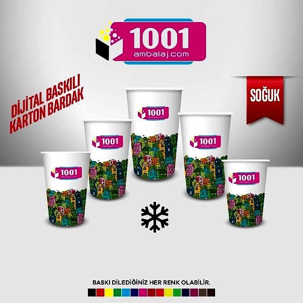 Dijital Baskılı 32 Oz Karton Bardak Tek Kat Duvarlı Beyaz Soğuk