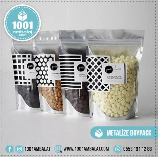 14X19 Cm 4 Baskılı Ön Şeffaf Arka Metalize Renkli İki Taraf İki Renk Doypack Torba 250 Gr /56/