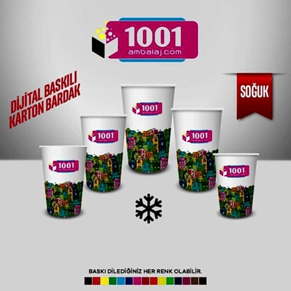 Dijital Baskılı 22 Oz Karton Bardak Tek Kat Duvarlı Beyaz Soğuk