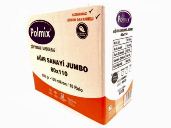 Çöp Torbası Polmix Ağır Sanayi 800 Gram 80X110 Siyah 1 Koli