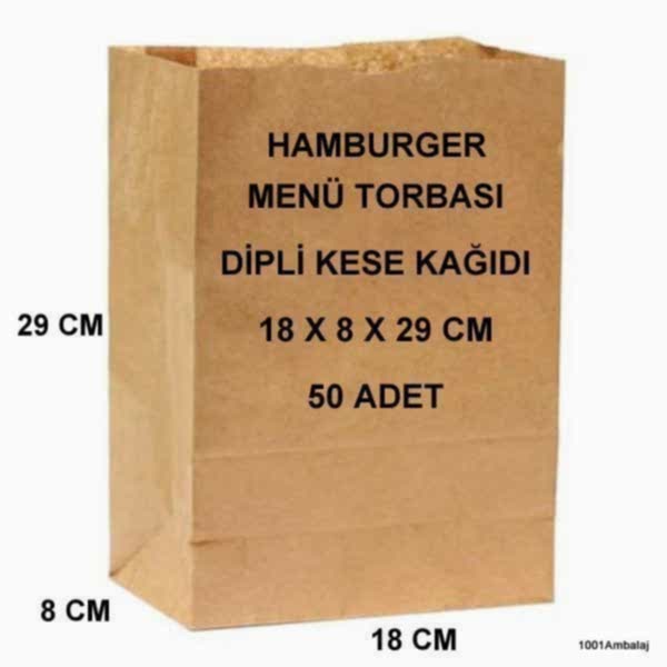 Paket Servis Torbası 18X8X29 Cm Kraft Renk 50 Adet